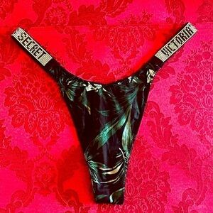 Brand New Victoria’s Secret Tropical Palms Very Sexy Satin Thong Shine Straps